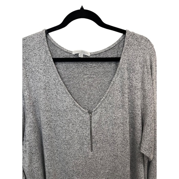 GREEN ENVELOPE Plus Size Zip V-Neck 3/4 Sleeve Gray Very Soft Sweater Size 3X - Picture 2 of 4